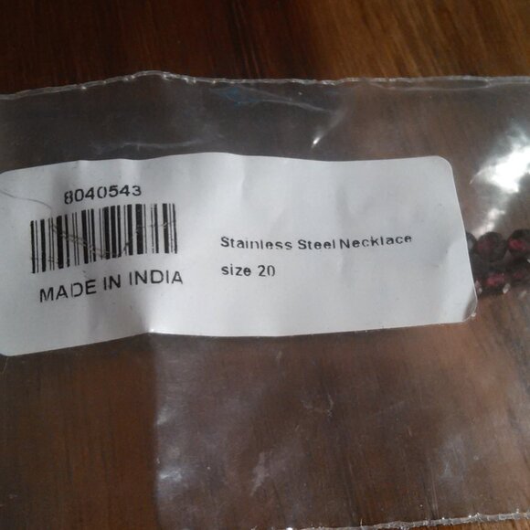 Mozambique Garnet Stainless Steel Beaded Necklace - Picture 10 of 10